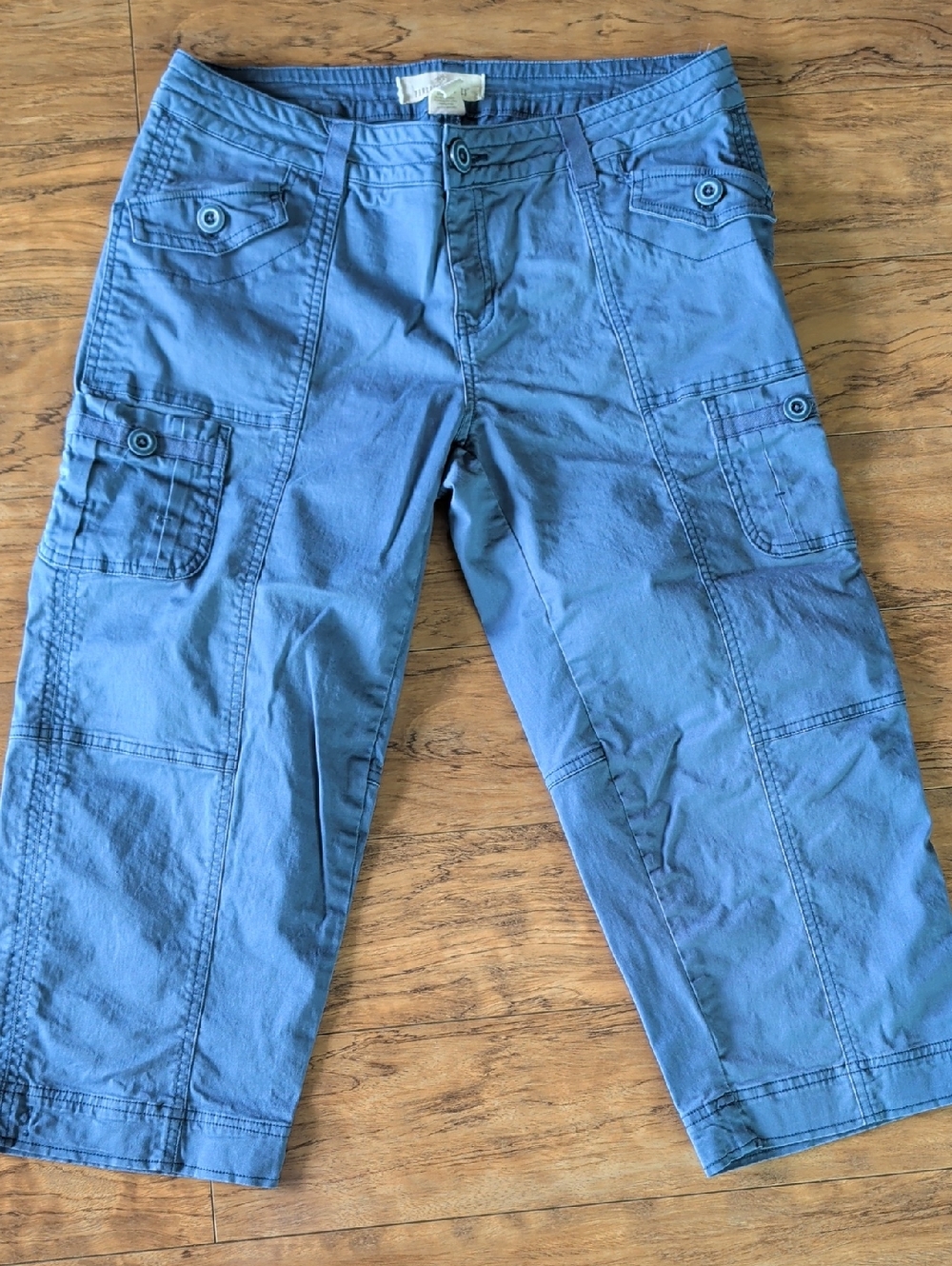 Paradise Shores Blue Cargo Capri Pants Size 6 | Cotton Stretch Utility Pockets